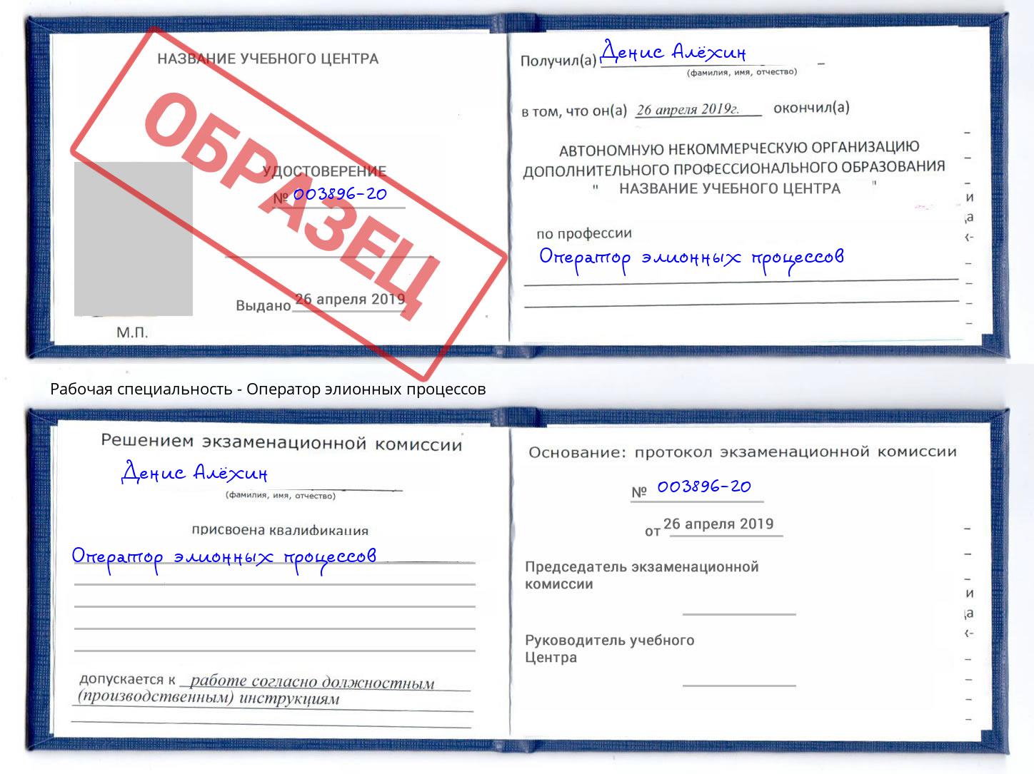 Оператор элионных процессов Красный Сулин