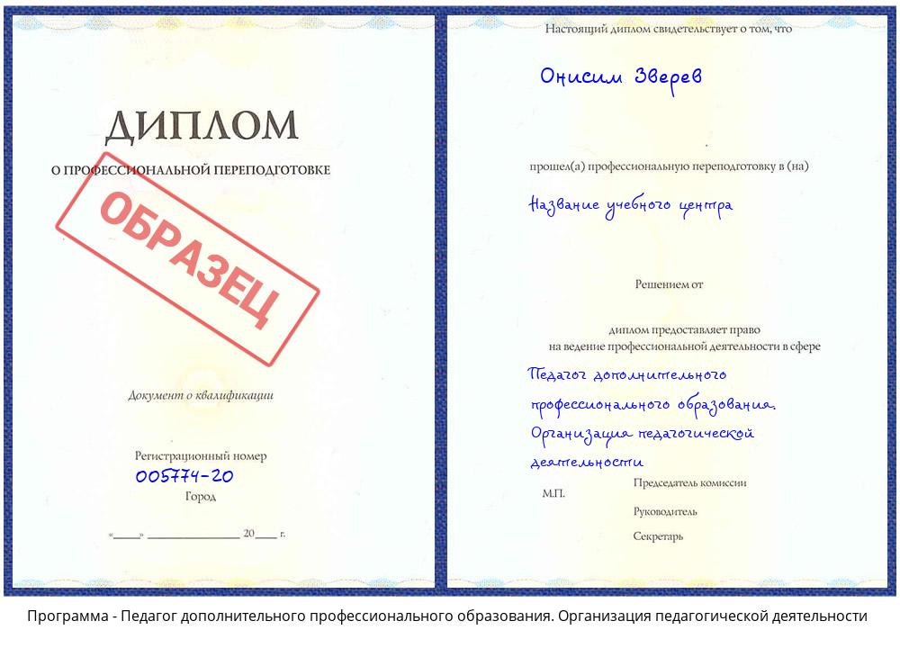 Педагог дополнительного профессионального образования. Организация педагогической деятельности Красный Сулин