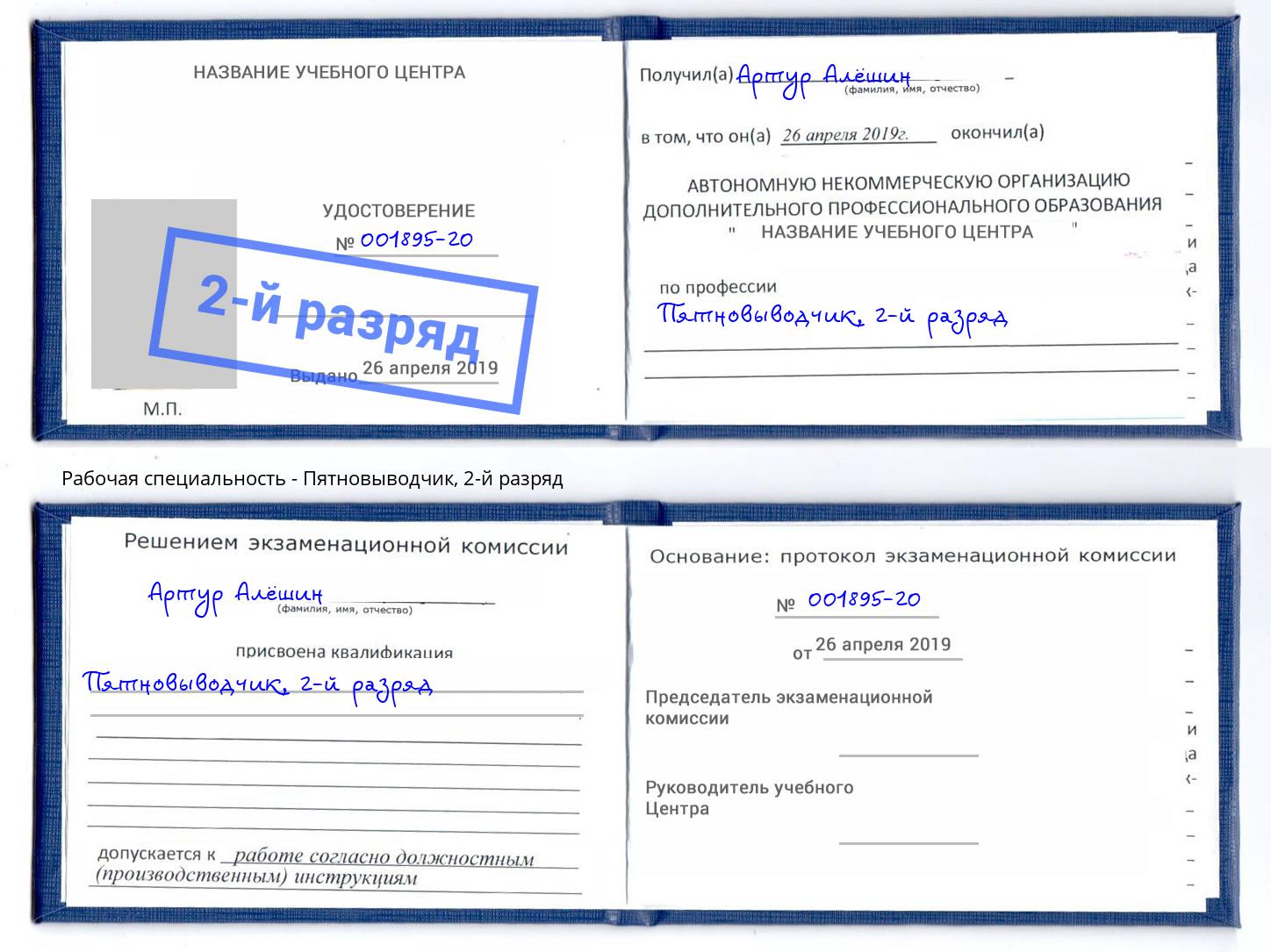 корочка 2-й разряд Пятновыводчик Красный Сулин
